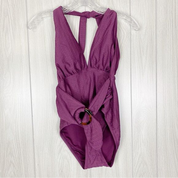 kate spade Other - Kate Spade | Belted Plunging Halter One Piece Swimsuit Size Small